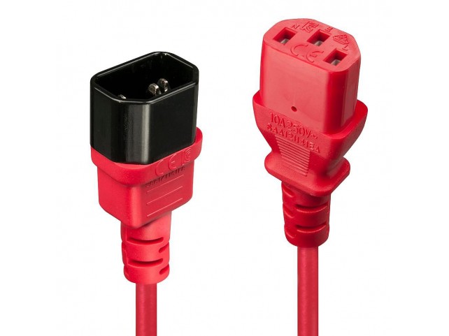 Lindy 2m C14 to C13 Mains Extension  Cable, lead free, red