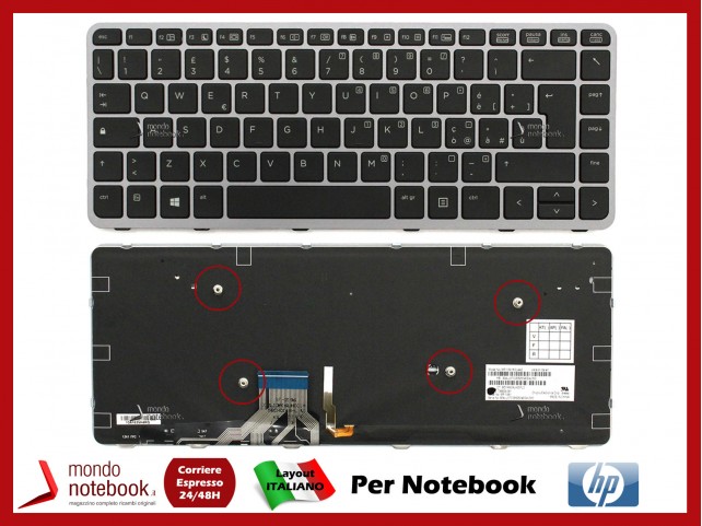 Tastiera Notebook HP EliteBook Folio 1040 G1 G2 (Retroilluminata) Frame Silver