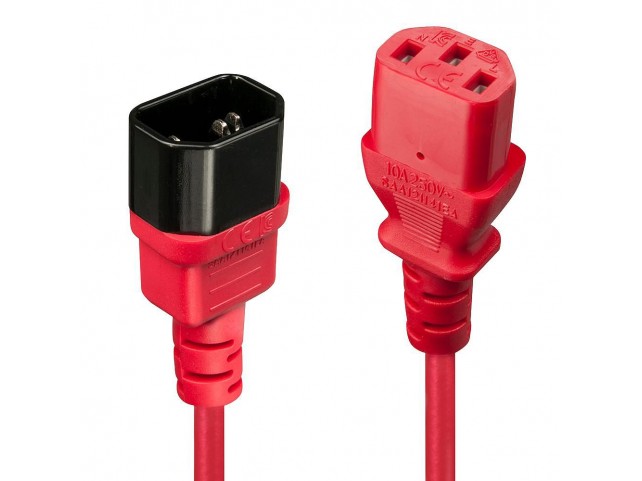 Lindy 0.5m C14 to C13 Mains  Extension Cable, lead free,