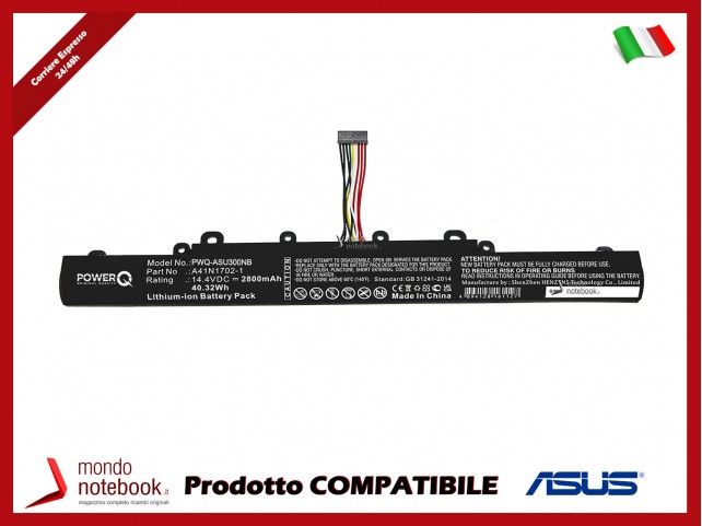 Batteria PowerQ per Asus P1440FA 2800 mAh 14.4V P/N 0B110-00480100 Nero