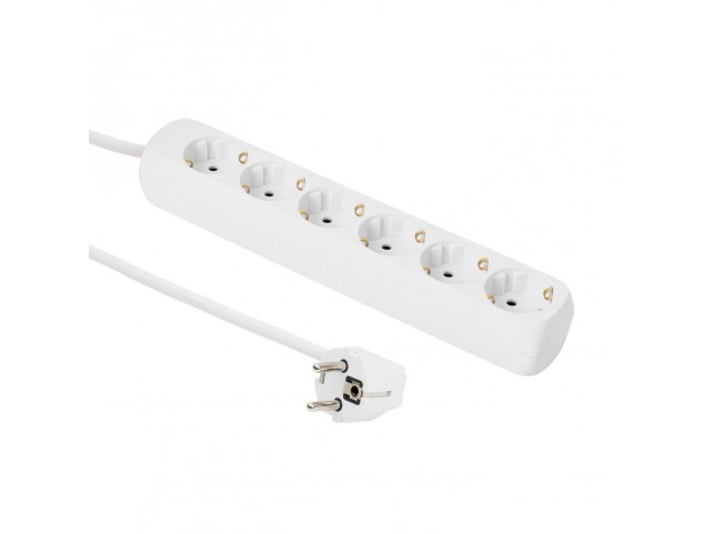 MicroConnect 6-way Schuko power Socket 1.5m  without On/Off switch, White
