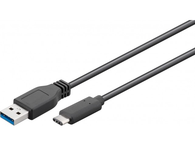 Gen1 USB C-A Cable, 0.15m  Black, for synching and