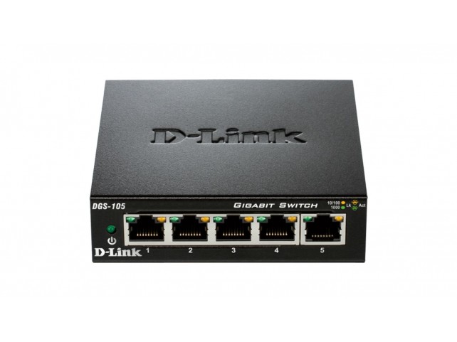 D-Link 5-Port Gigabit Ethernet Metal  Housing Unmanaged Light