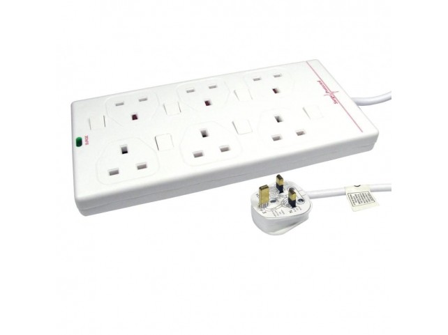 MicroConnect 6-way UK Socket 2M White  