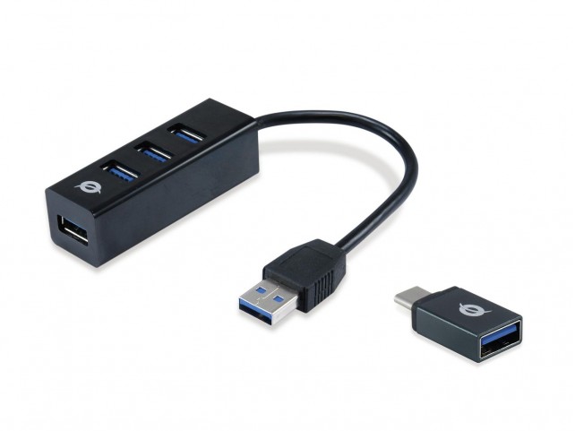 Conceptronic Hubbies 4-Port Usb 3.0 Hub  With Usb-C Otg Adapter