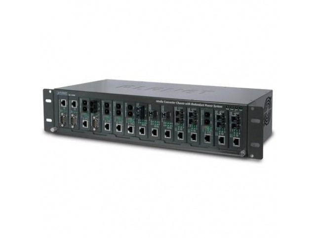 15-slot 19" Media Converter  Chassis with Redundant Power