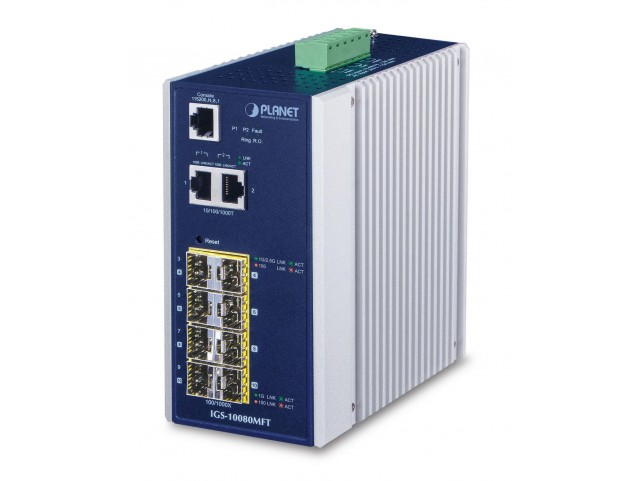 Planet IP30 Industrial 8* 100/1000F  SFP + 2*10/100/1000T Full