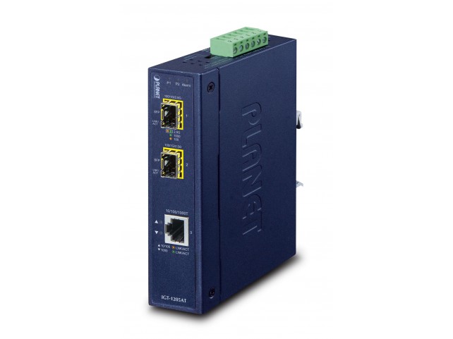 Planet IP30 Industrial 10/100/1000T  to 2-P 100/1000X SFP Gigabit