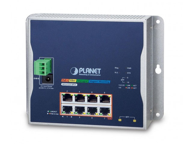Planet IP30, IPv6/IPv4, L2+ 8-Port  10/100/1000T 802.3at PoE