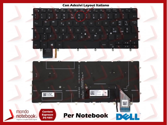 Tastiera Notebook DELL XPS 13 9370 (Retrioilluminata) con Adesivi Layout ITALIANO