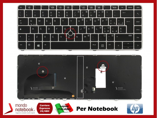 Tastiera Notebook HP EliteBook 745 G3, 745 G4, 840 G3, 840 G4 Frame Silver con Trackpoint It