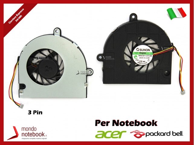 Ventola Fan CPU ACER Aspire 5252 5333 5742 5733Z Packard Bell TK85 TK87 (3 Pin)