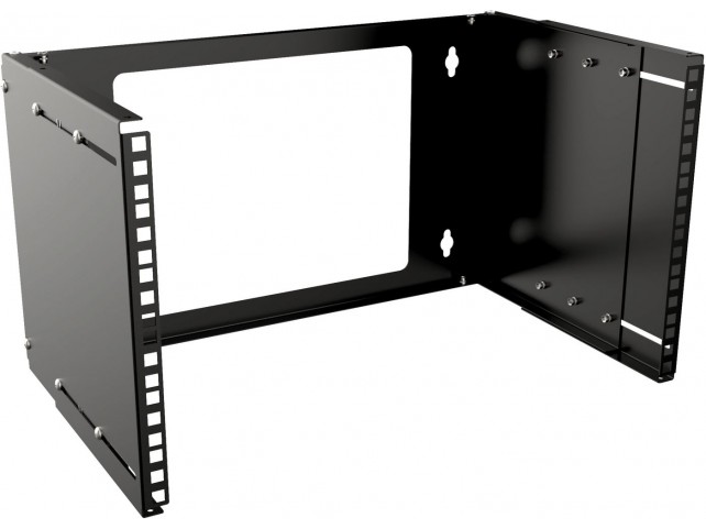 Lanview 19" 6U Adjustable Depth Open  Frame Rack Wall Mount - Black