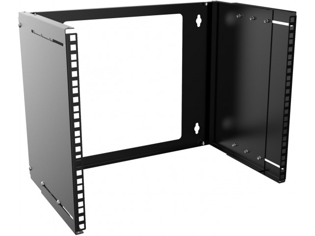 Lanview 19" 8U Adjustable Depth Open  Frame Rack Wall Mount - Black
