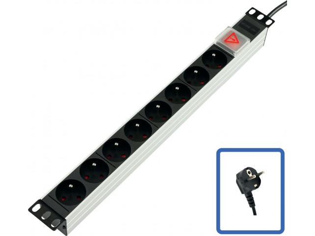 Lanview POWER STRIP 19" - 8 WAY -  FULL ALUMINIUM WITH ON/OFF S