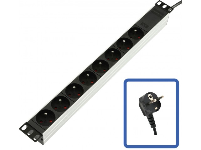 Lanview POWER STRIP 19" - 8 WAY -  FULL ALUMINIUM WITHOUT SWITCH