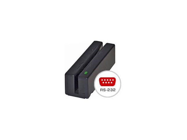 MagTek Mini Swipe Card Reader, RS232  Black, 3-track, single head
