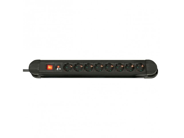Lindy 8-Way Schuko Mains Power  Extension with Switch, Black