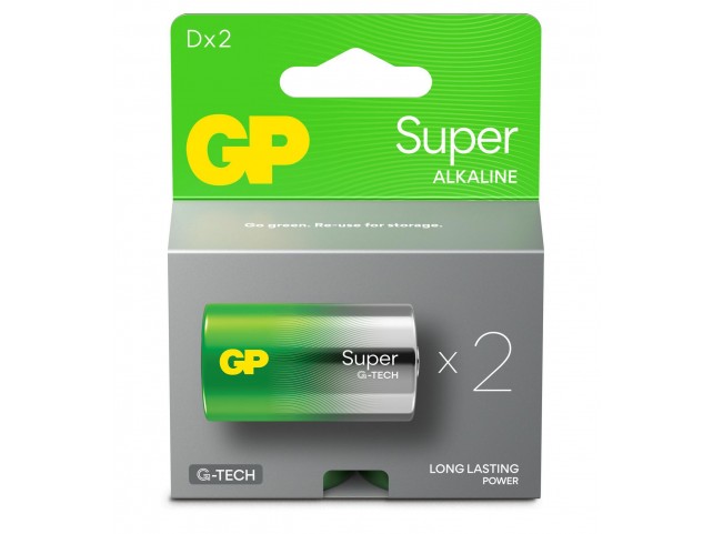 GP Batteries GP SUPER ALKALINE D/LR20  Battery. 2-Pack