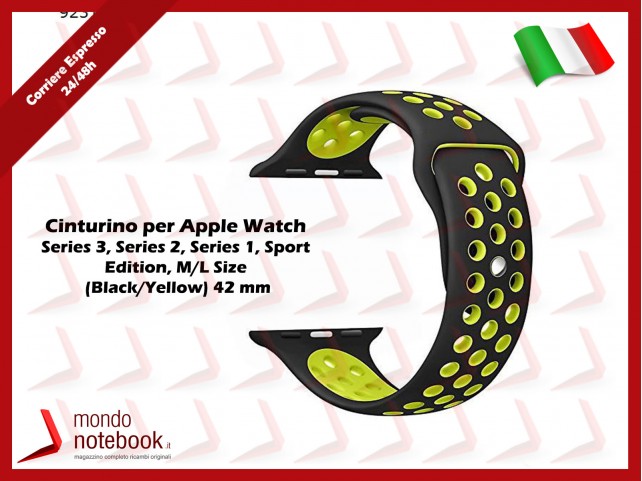 Cinturino per Apple Watch Series 3, Series 2, Series 1, Sport , Edition, M/L Size (Black/Yellow) 42 mm