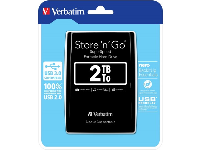 Verbatim External HD 2 TB USB  Store 'n' Go, 2048 GB, 3.2