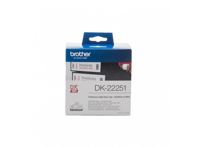 Brother DK-22251 Continuous Paper  Label Roll - Black and Red on