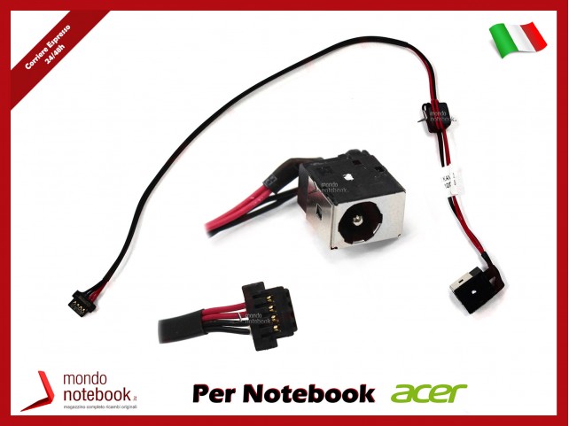 Connettore di Alimentazione DC Power Jack ACER PJ134 1,65mm Aspire D250 P531 KAV10 KAV60 (24CM)