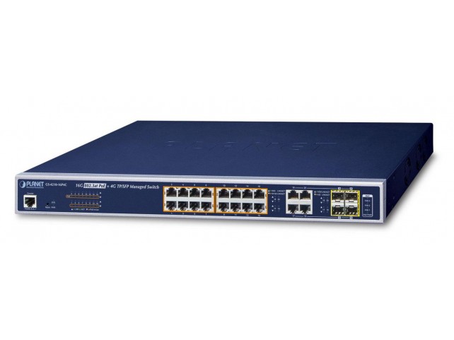Planet IPv6/IPv4, 16-Port Managed  802.3at POE+ Gigabit Ethernet