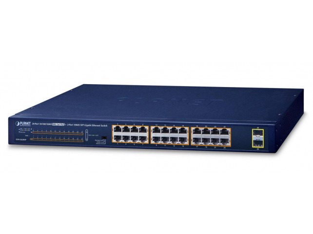 19" 24-Port 10/100/1000T  802.3at POE + 2-Port 1000X