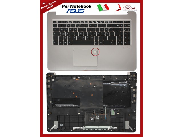 Tastiera con Top Case ASUS VivoBook Pro 15 N580 N580V Italiana (Silver) Con Touchpad e FP