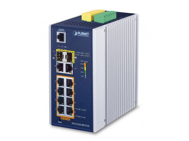 Planet IP30 Industrial L2+/L4 8-Port  1000T 802.3at PoE + 2-Port