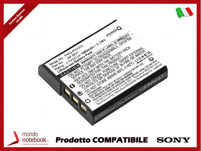 Batteria PowerQ per Sony Cyber-shot DSC-W170/ 1000mAh 3.7V P/N NP-BG1