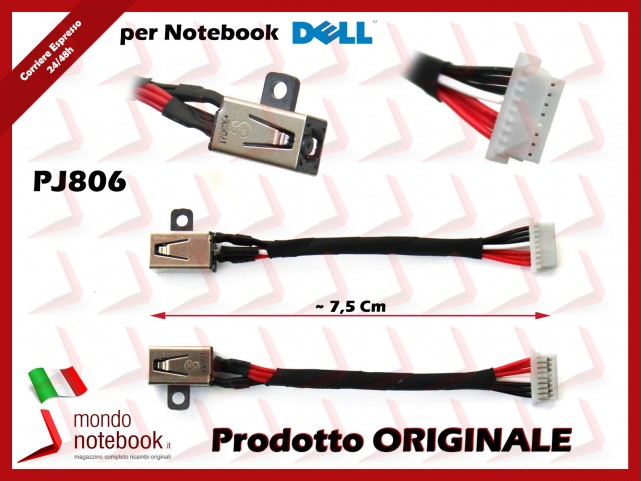 Connettore di Alimentazione DC Power Jack DELL Inspiron 11-3000 13-7000 (Versione 1) ~7,5 Cm