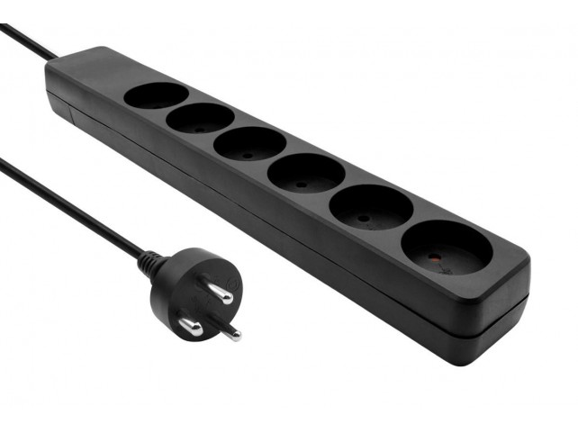 MicroConnect Danish Power Strip 6-way  Black 5m cable