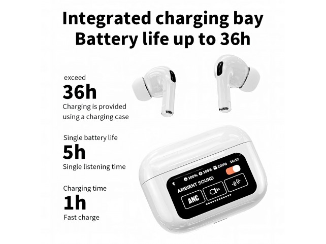 POWERQ Novità Esclusiva Cuffie Auricolari con microfono e CON DISPLAY Touch Screen a colori H