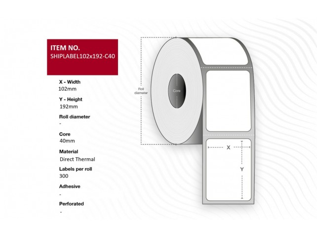 Capture Ship-label 102 x 192mm, Core  40mm. Direct Thermal, 300