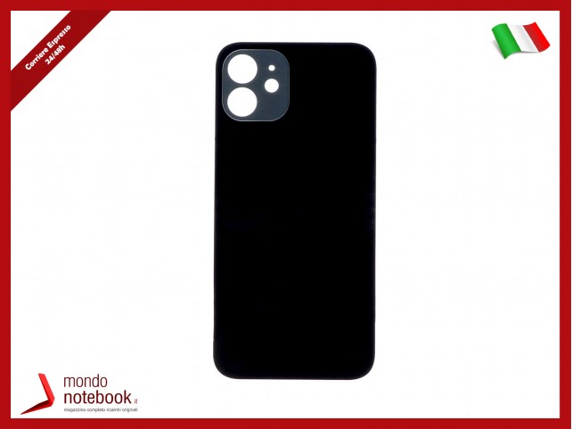 VETRO SCOCCA POSTERIORE COPRI BATTERIA PER IPHONE 12 BACK COVER BIG HOLE NERO