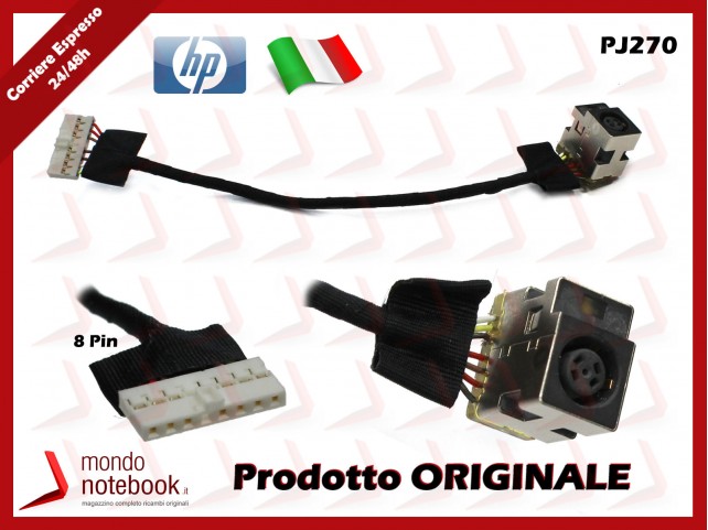 Connettore di Alimentazione DC Power Jack HP PJ270	CQ42 CQ62 (~14 Cm) 8 Pin