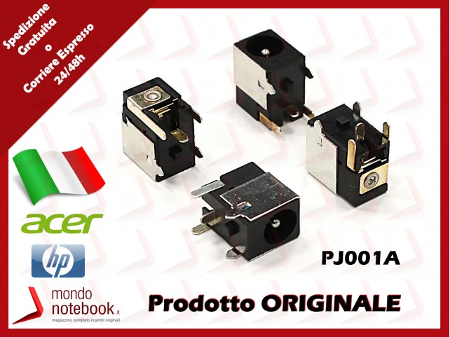 Connettore di Alimentazione DC Power Jack PJ001A 1,65mm HP Pavilion ZE4900 ACER Travelmate 220 230 280 37 1360 1350