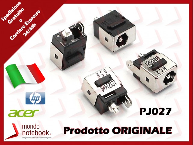 Connettore di Alimentazione DC Power Jack PJ027 1,65mm HP DV5000 DV8000 ACER Aspire 5920 Extensa 5420 5620 5620Z (Senza Cavo)