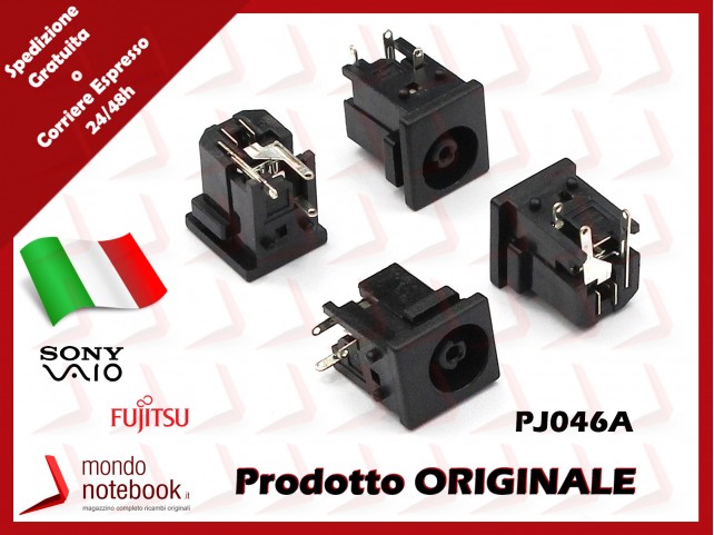 Connettore di Alimentazione DC Power Jack SONY PJ046A 1,65mm PCG-731 Fujitsu Lifebook S2000 S2010 S2020 S5582 B2130 B2131