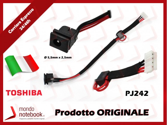 Connettore di Alimentazione DC Power Jack TOSHIBA PJ242 Satellite A100 (5.5x2.5mm)