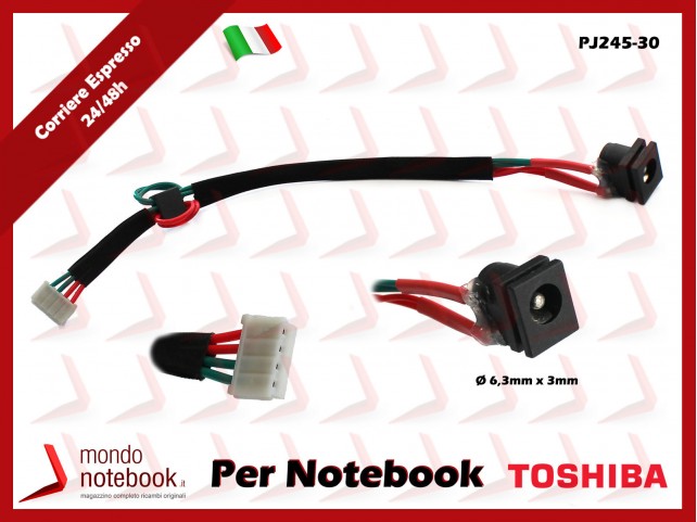 Connettore di Alimentazione DC Power Jack TOSHIBA PJ245-30 Satellite A100 (6.3x3mm)