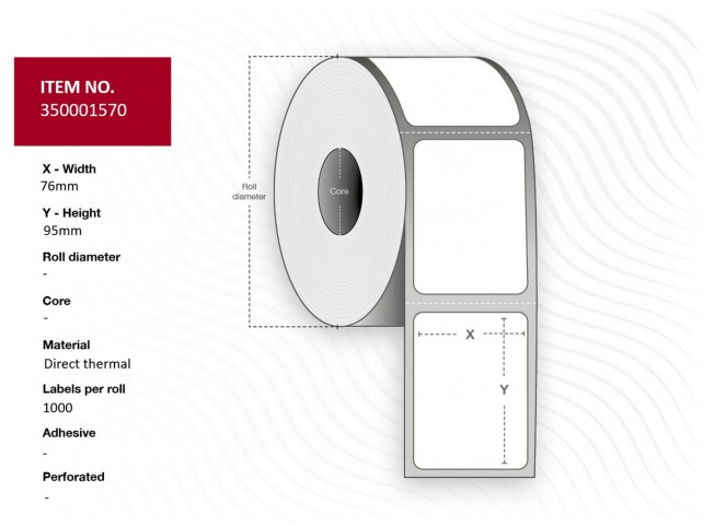 Capture Label 76x95 - Core 25. White.  Uncoated. DT. Permanent. 350