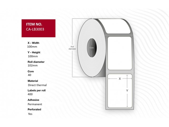 Capture Label 100x100, Core 40,  Diameter 102 mm. Thermal