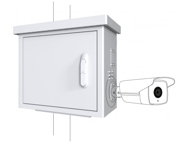 Lanview Midi Radius Pole Mounted CCTV  Cabinet For 4 cameras 600 x