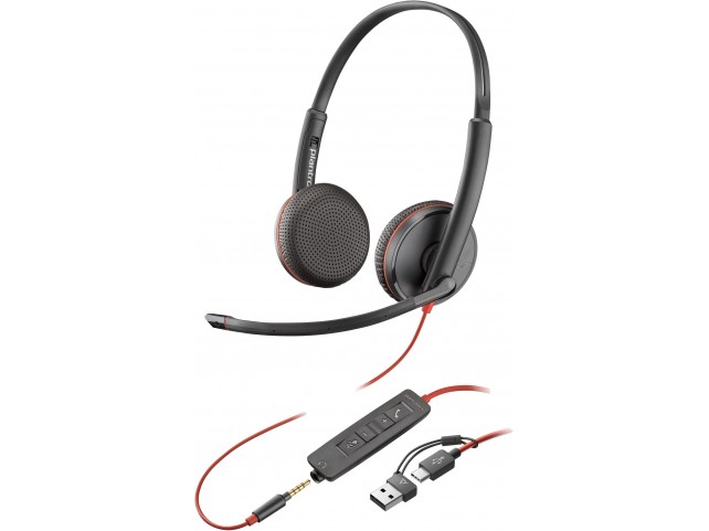 HP Blackwire 3225 Stereo USB-C  Headset +3.5mm Plug +USB-C/A