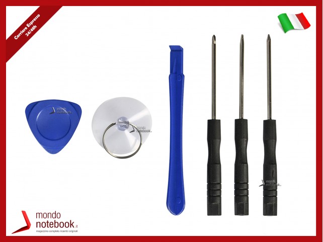Tool Kit Set Apertura Riparazione Smartphone Iphone Tablet Leva Giraviti Ventosa Plettro - 6Pz