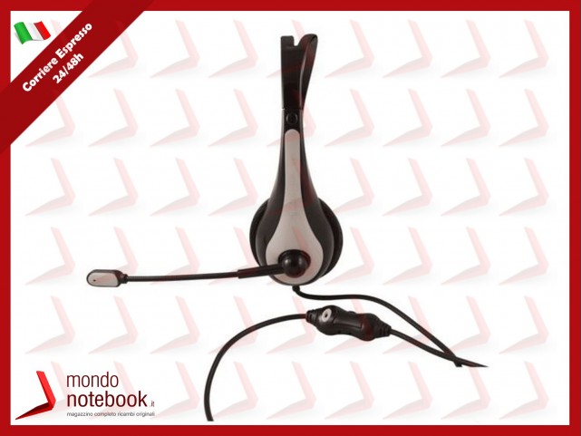 CUFFIA CON MICROFONO ATLANTIS P003-VA5100-G con finitura in ABS ed inserto grigio canna di fucile
