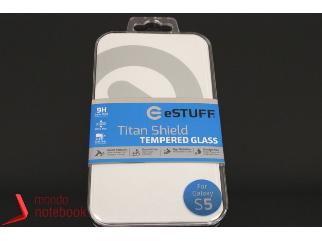 Pellicola in VETRO TEMPERATO 0,33mm eSTUFF TitanShield per Samsung Mobilephone Galaxy S5 (SM-900F)